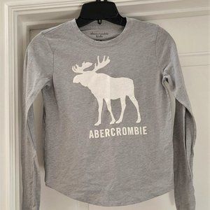 Abercrombie Kids Girls Long Sleeve Shirt Sparkle Moose Gray Size 9/10